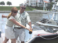 Picture of Debbie & Steve christening ARGO