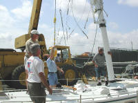 Picture of mast being stepped